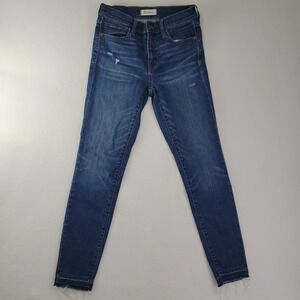 Madewell Womens 9" High Riser Skinny Skinny Jeans Medium Wash Raw Hem Size 27